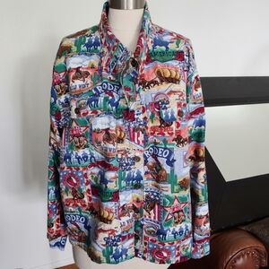 TAKE TWO CLOTHING CO. VINTAGE Artsy Western Rodeo  Shacket